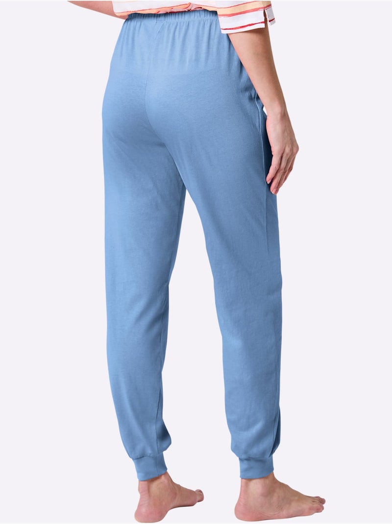 Pantalon de pyjama jersey fin - taille standard - witt Bleu ciel - Kiabi