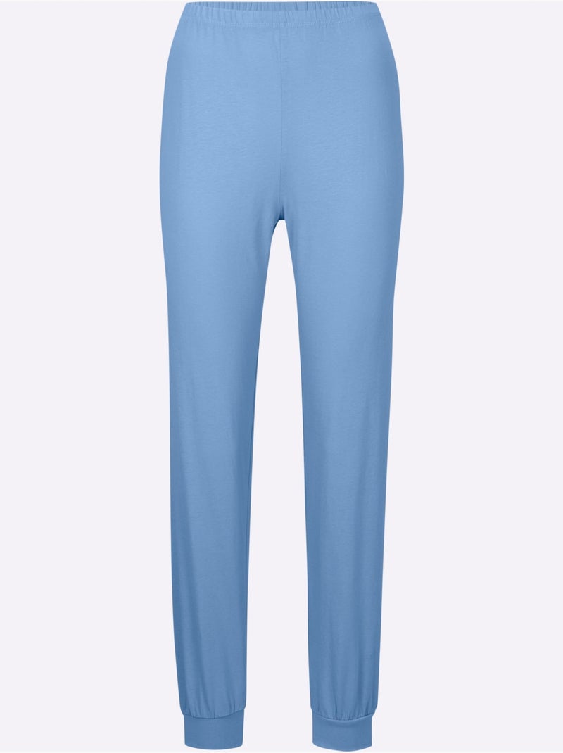 Pantalon de pyjama jersey fin - taille standard - witt Bleu ciel - Kiabi
