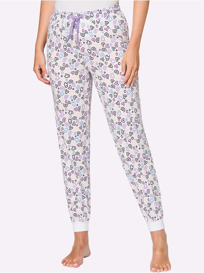 Pantalon De Pyjama Jersey Fin - Taille Standard - Witt Bleu Ecru - Kiabi