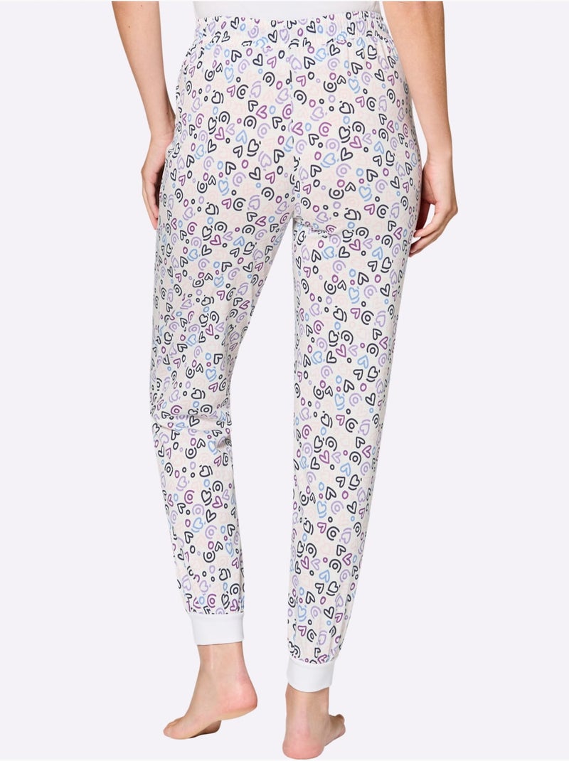 Pantalon De Pyjama Jersey Fin - Taille Standard - Witt Bleu Ecru - Kiabi