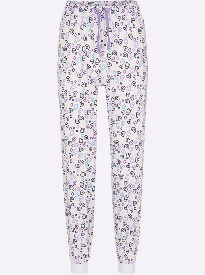 Pantalon De Pyjama Jersey Fin - Taille Standard - Witt Bleu Ecru - Kiabi