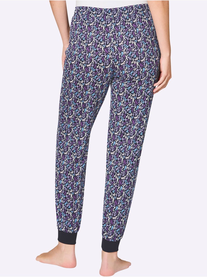 Pantalon De Pyjama Jersey Fin - Taille Standard - Witt Bleu Violet - Kiabi