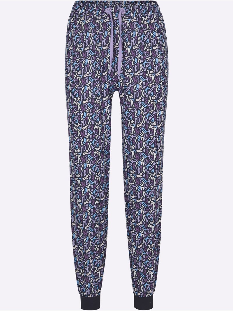 Pantalon De Pyjama Jersey Fin - Taille Standard - Witt Bleu Violet - Kiabi