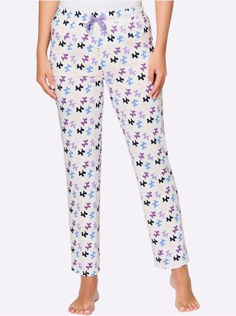 Pantalon De Pyjama Jersey Fin - Taille Standard - Witt Écru/Violet - Kiabi