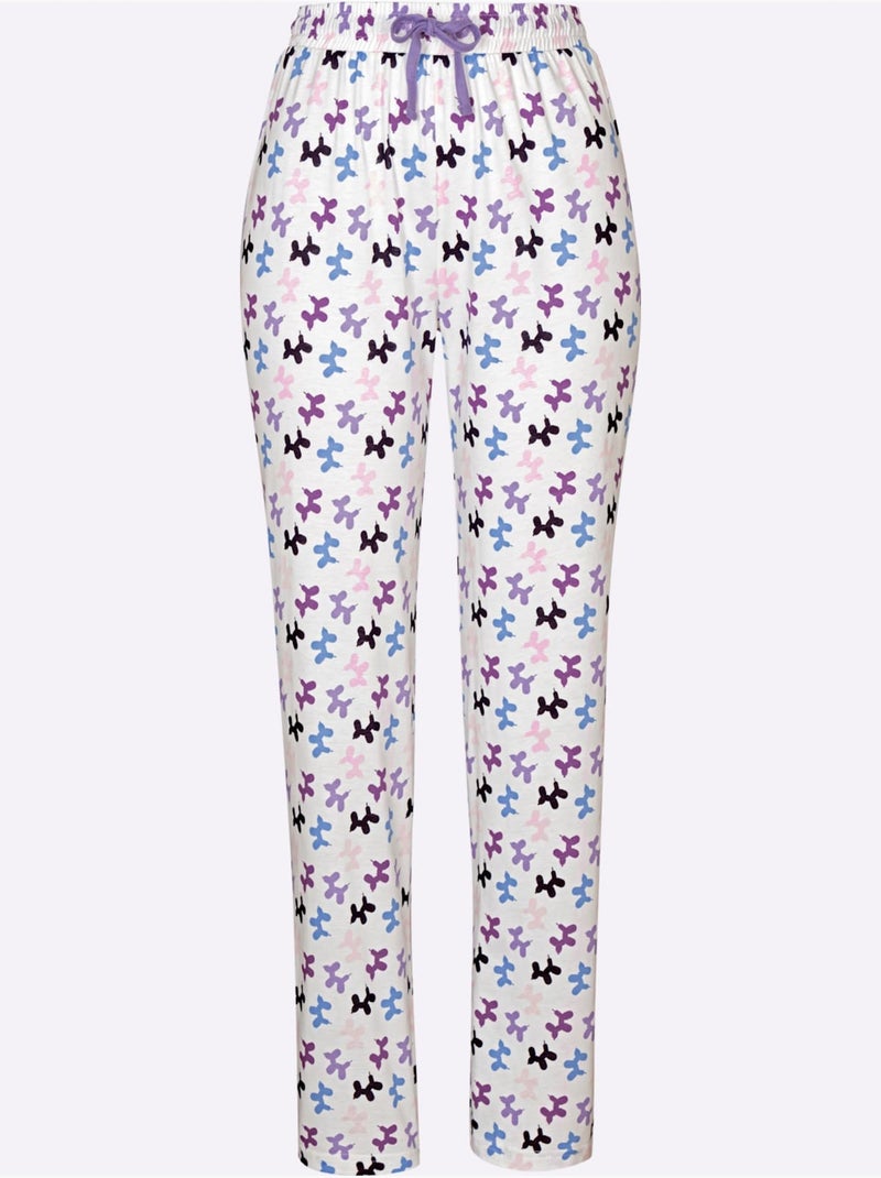 Pantalon De Pyjama Jersey Fin - Taille Standard - Witt Écru/Violet - Kiabi