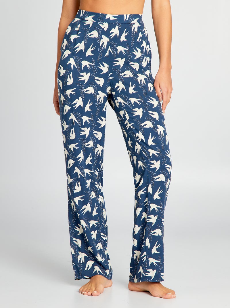 Pantalon de pyjama large imprimé Bleu - Kiabi