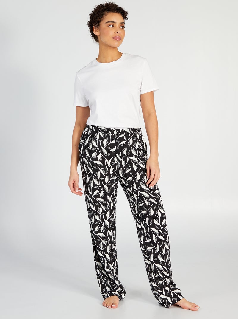 Pantalon de pyjama large imprimé Noir/blanc - Kiabi