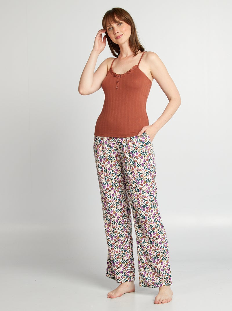 Pantalon de pyjama large imprimé Rose - Kiabi