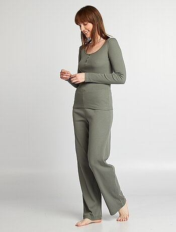 Pantalon de pyjama large rib