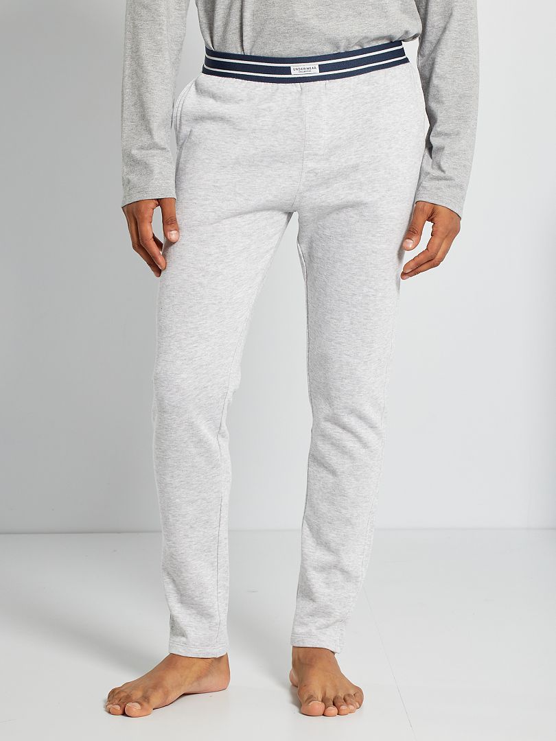 Pantalon de pyjama molletonné gris clair chiné - Kiabi