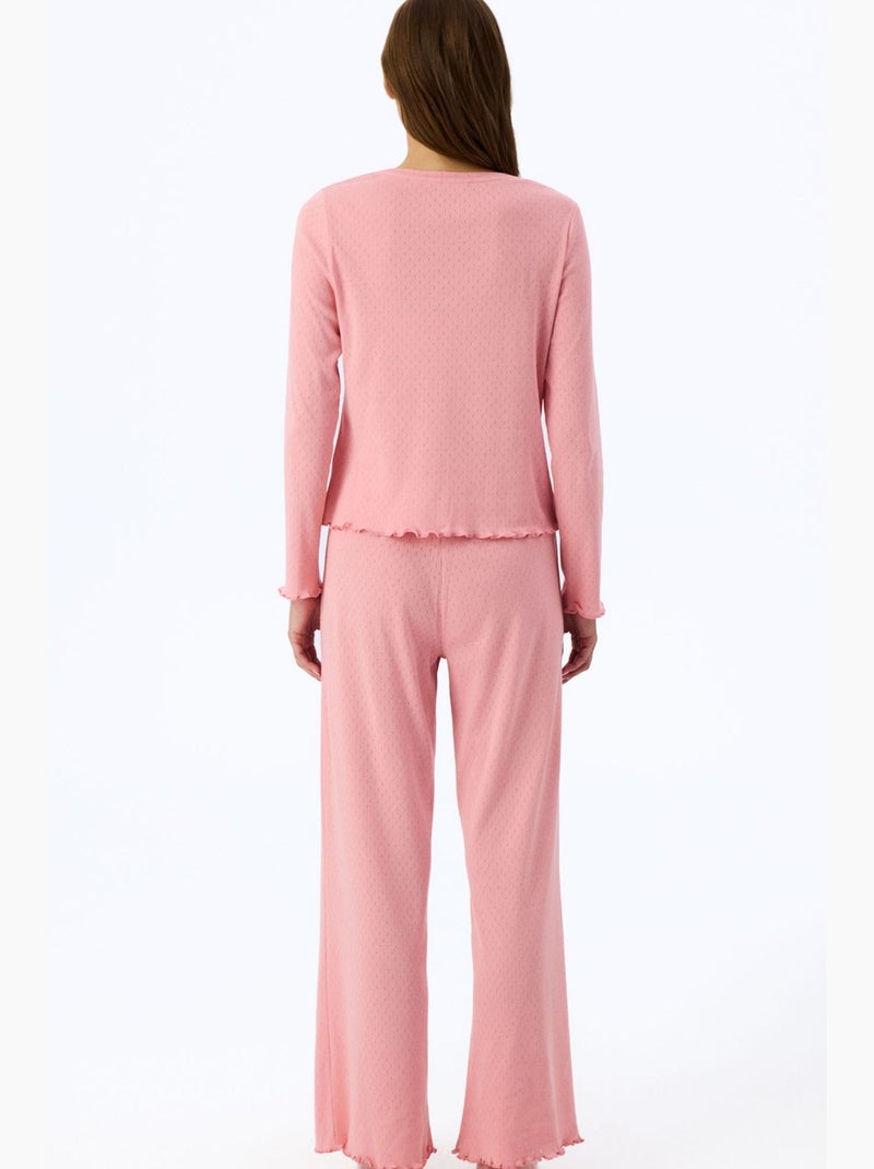 Pantalon de pyjama pointelle penti Vieux rose - Kiabi