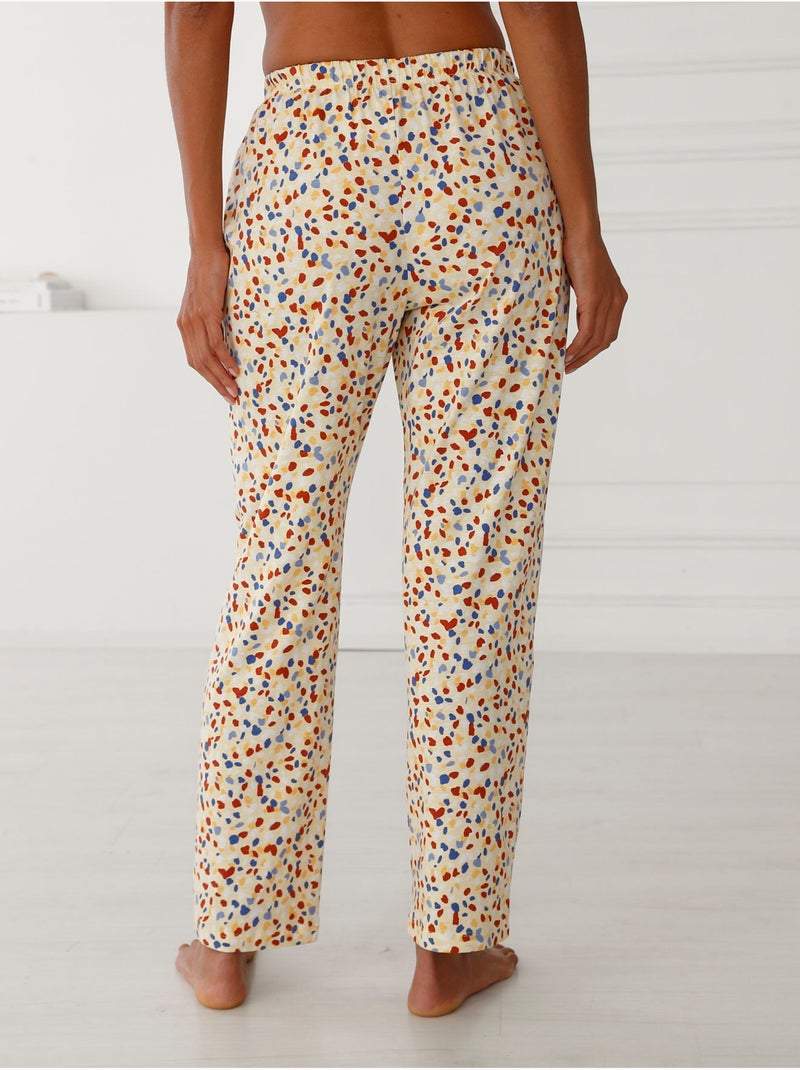 Pantalon de pyjama pur coton - DAXON Blanc/Jaune/Vert - Kiabi