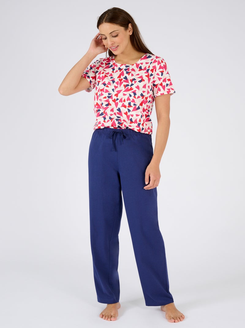 Pantalon de pyjama pur coton peigné - Damart Bleu nuit - Kiabi