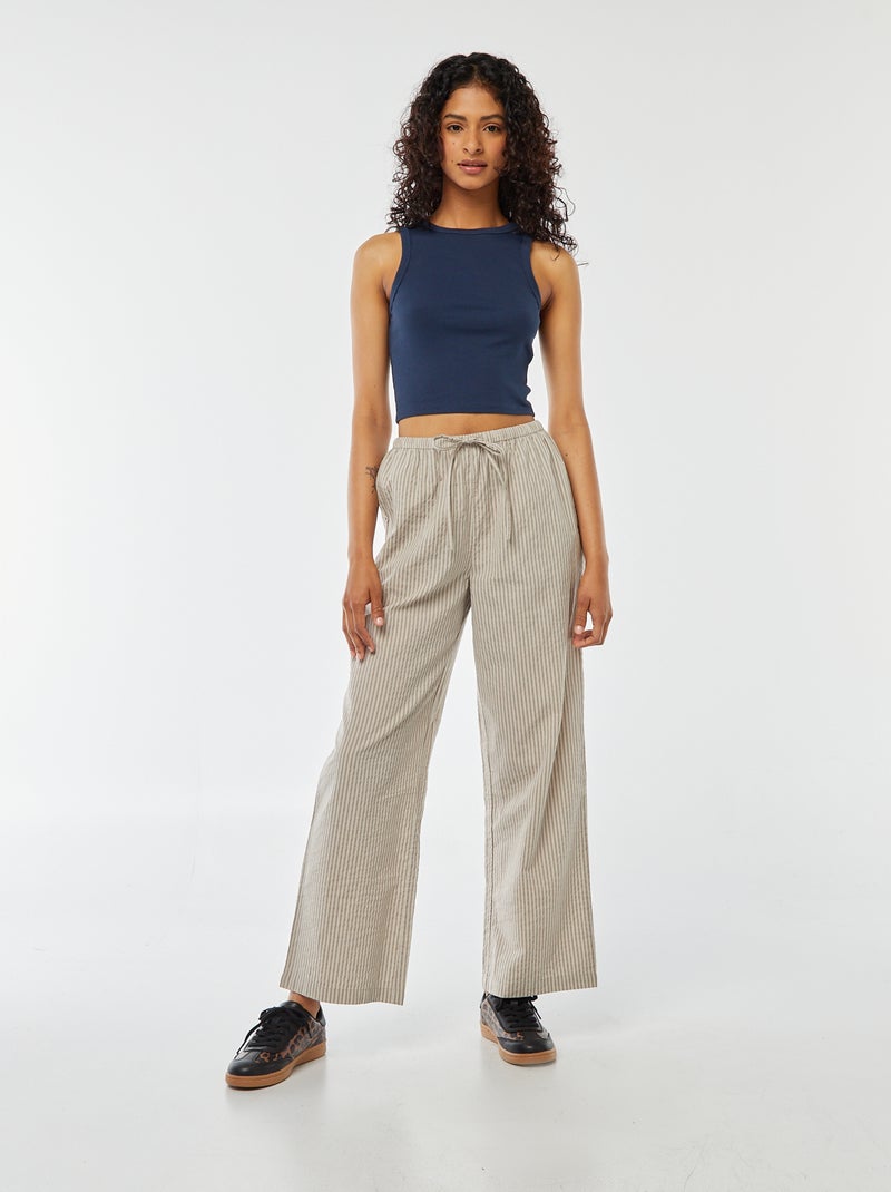 Pantalon de pyjama rayé Beige - Kiabi