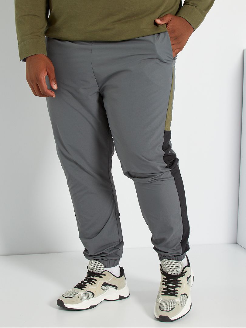 Pantalon de sport color block gris - Kiabi