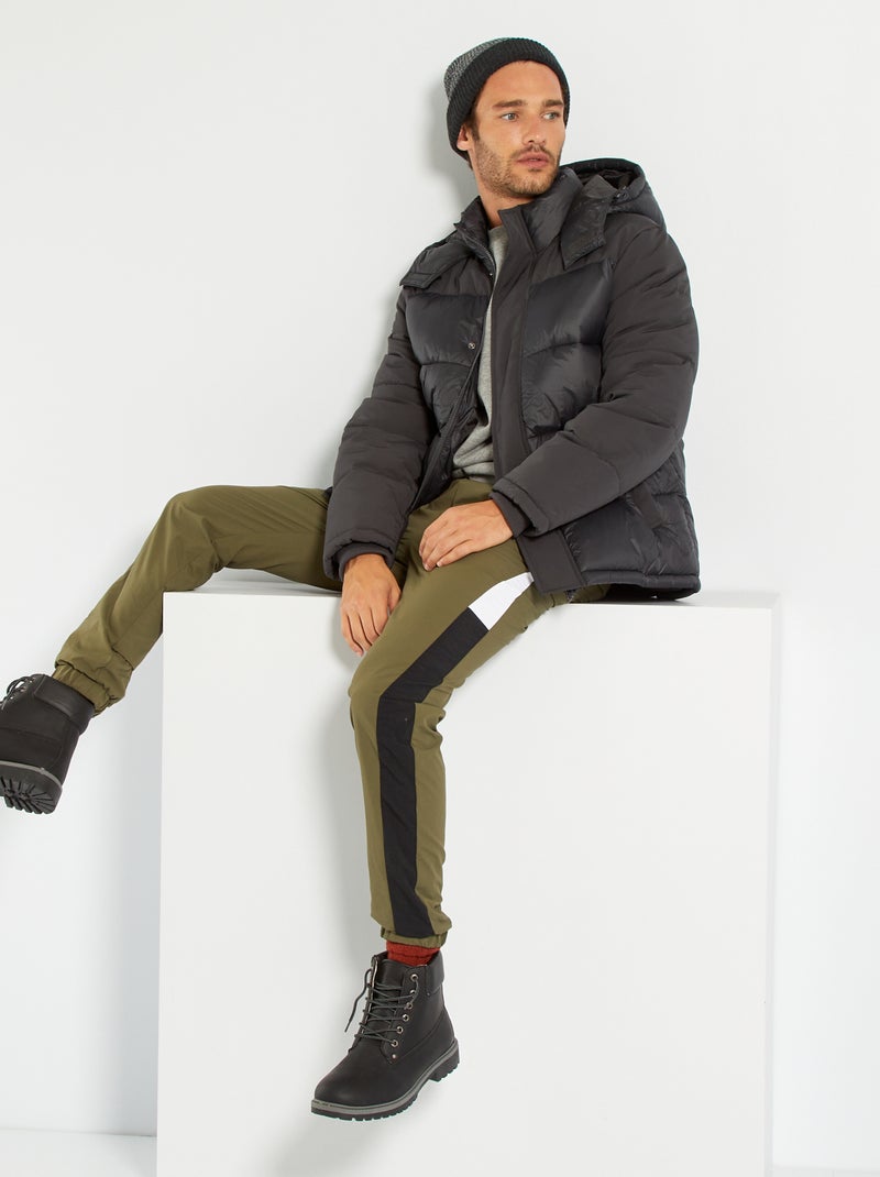 Pantalon de sport color block kaki - Kiabi