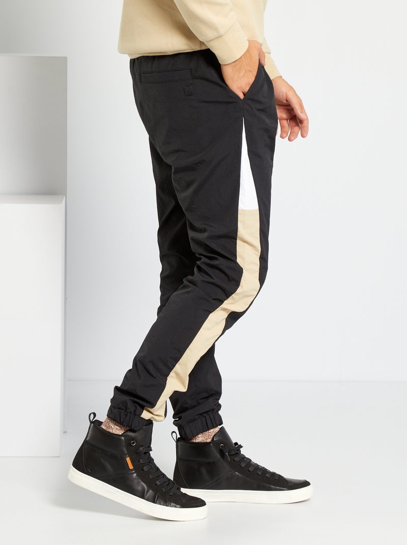 Pantalon de sport color block noir - Kiabi