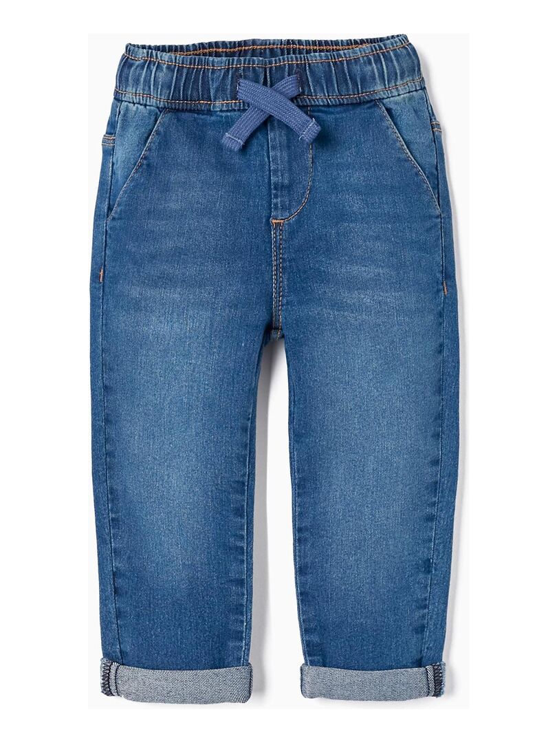 Jeans Baggy Cargo Pour Garçon - Pantalon Denim Coupe Droite Avec Ceinture élastique Et Poches Cargo, Style Décontracté