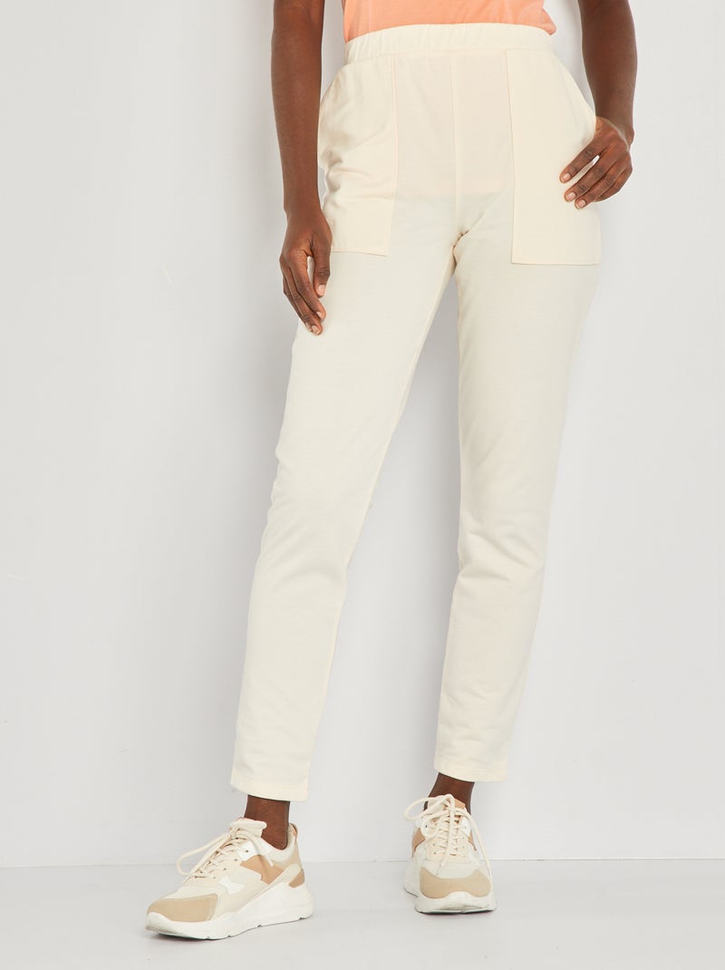 Pantalon de sport en jersey beige - Kiabi