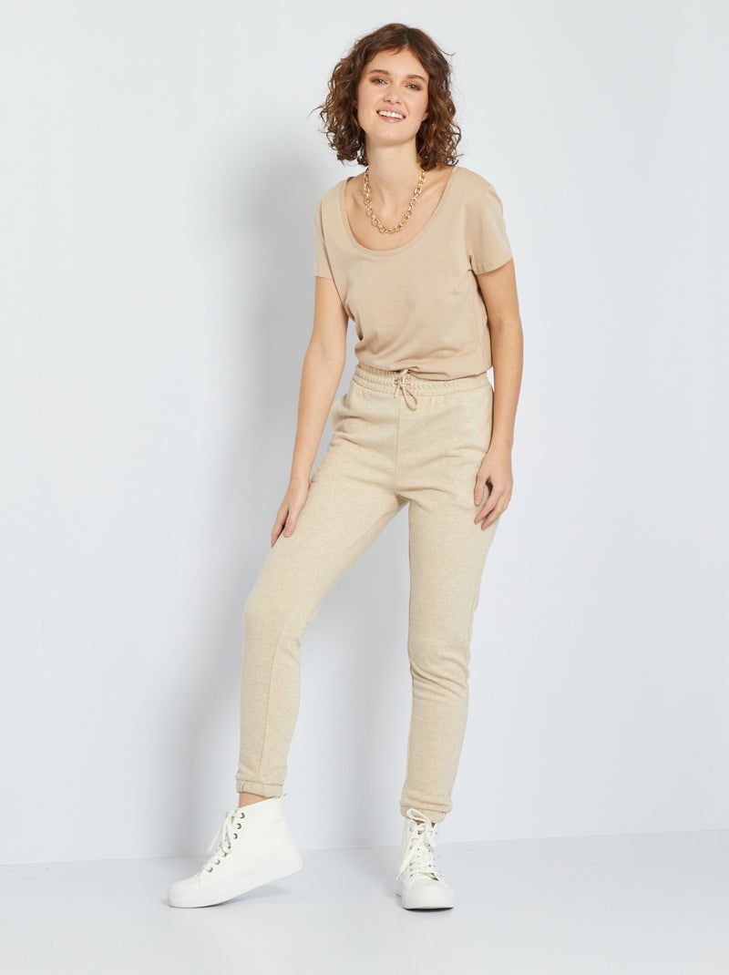 Pantalon de sport en molleton beige - Kiabi