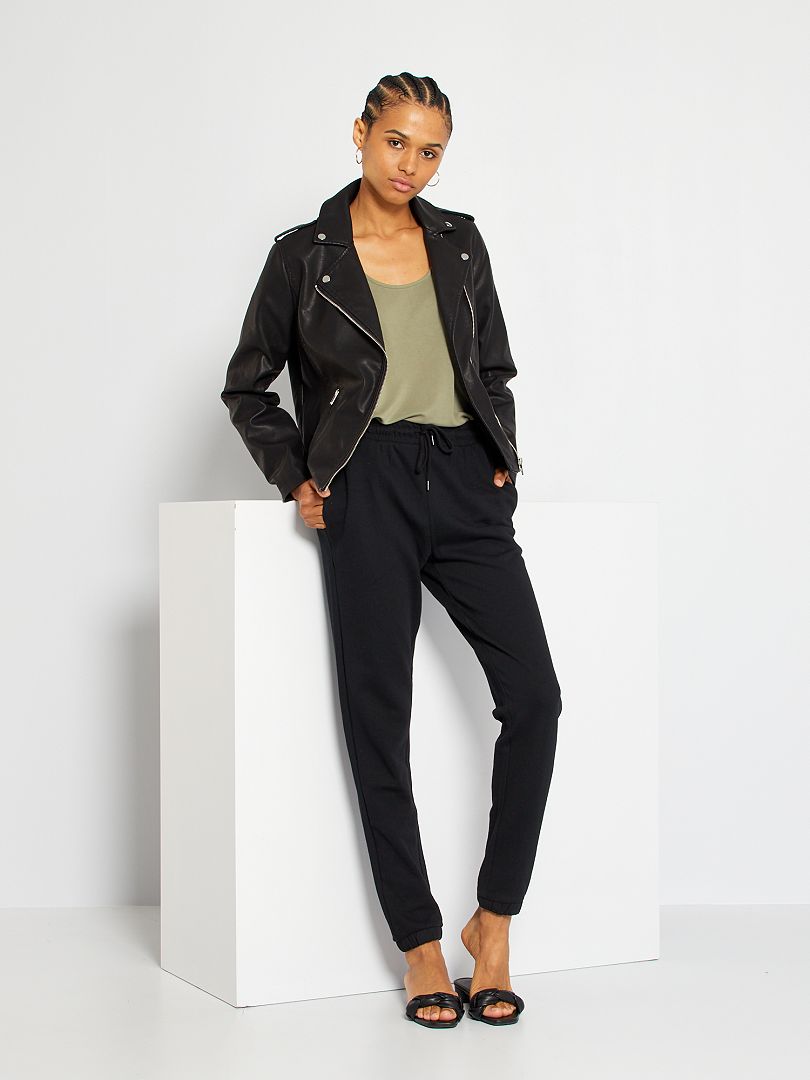 Pantalon de sport en molleton noir - Kiabi