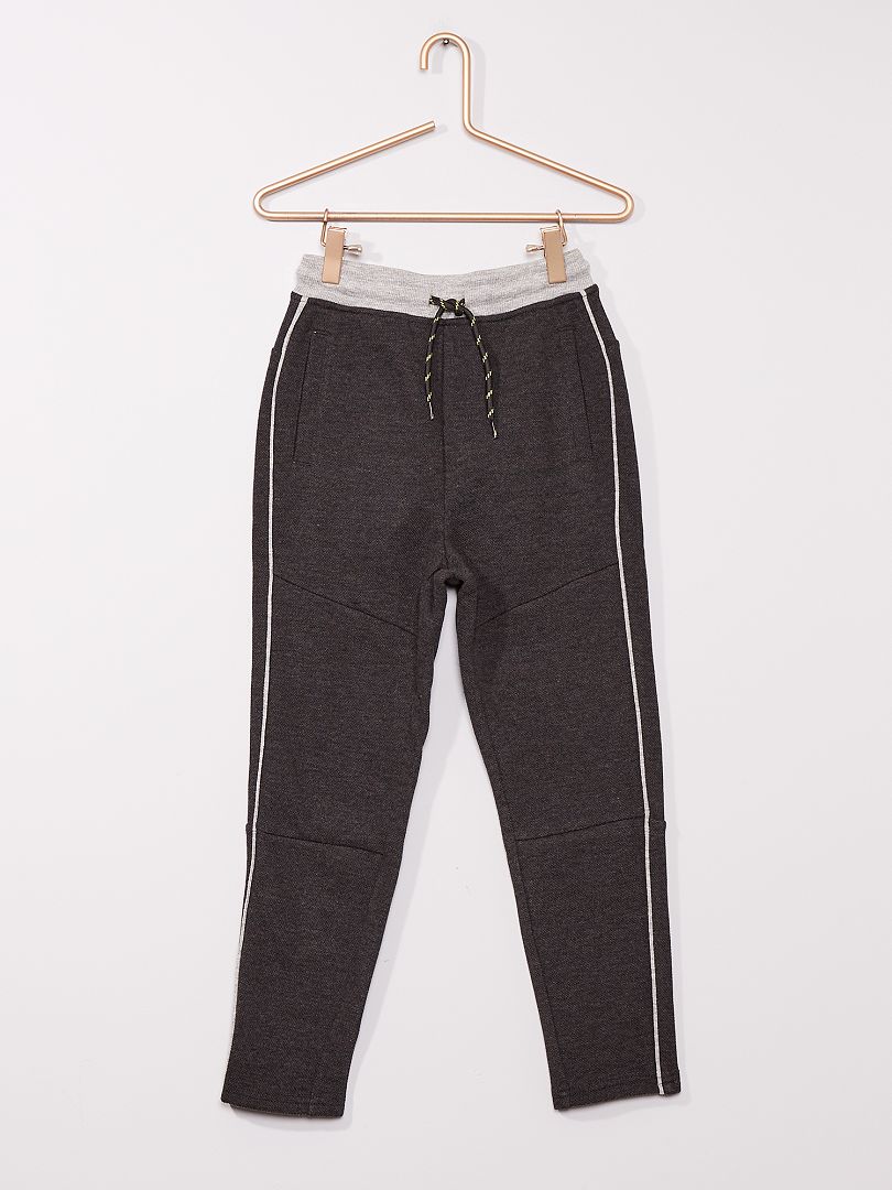 Pantalon de sport en piqué de coton gris - Kiabi