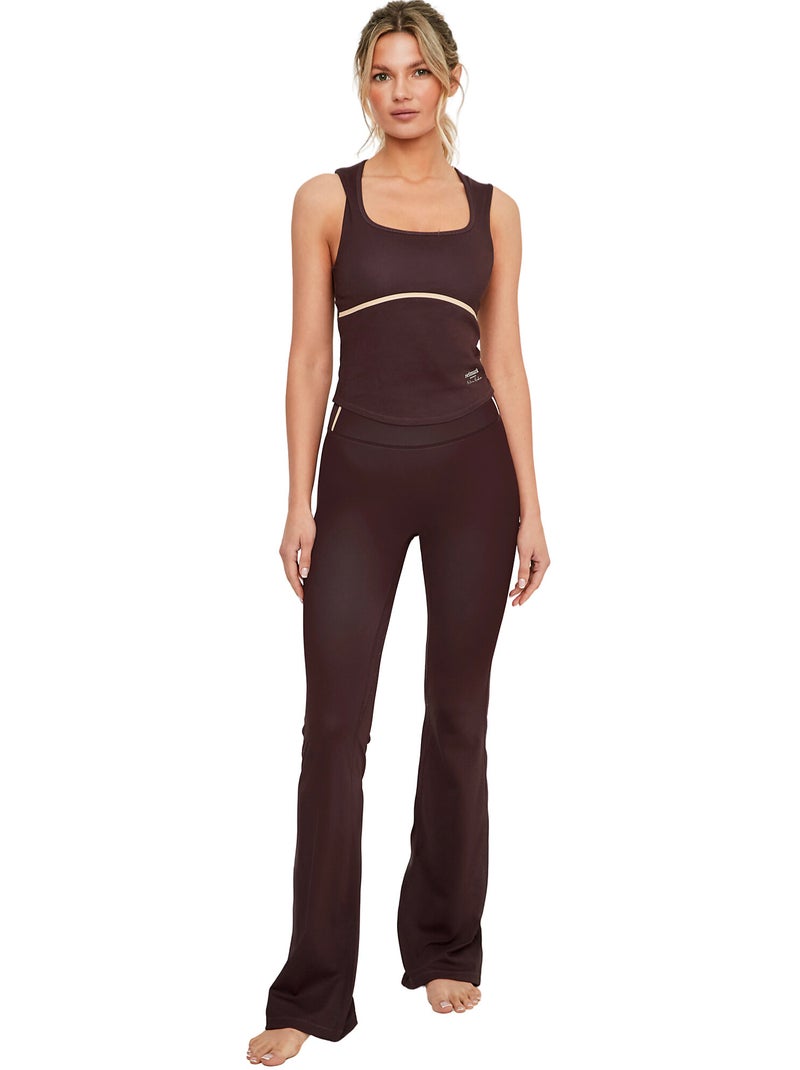 Pantalon de sport évasé st8 Marron - Kiabi