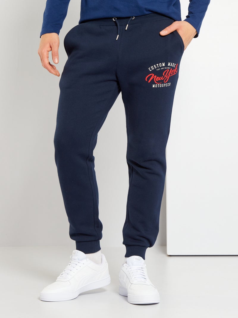 Pantalon de sport imprimé bleu marine - Kiabi