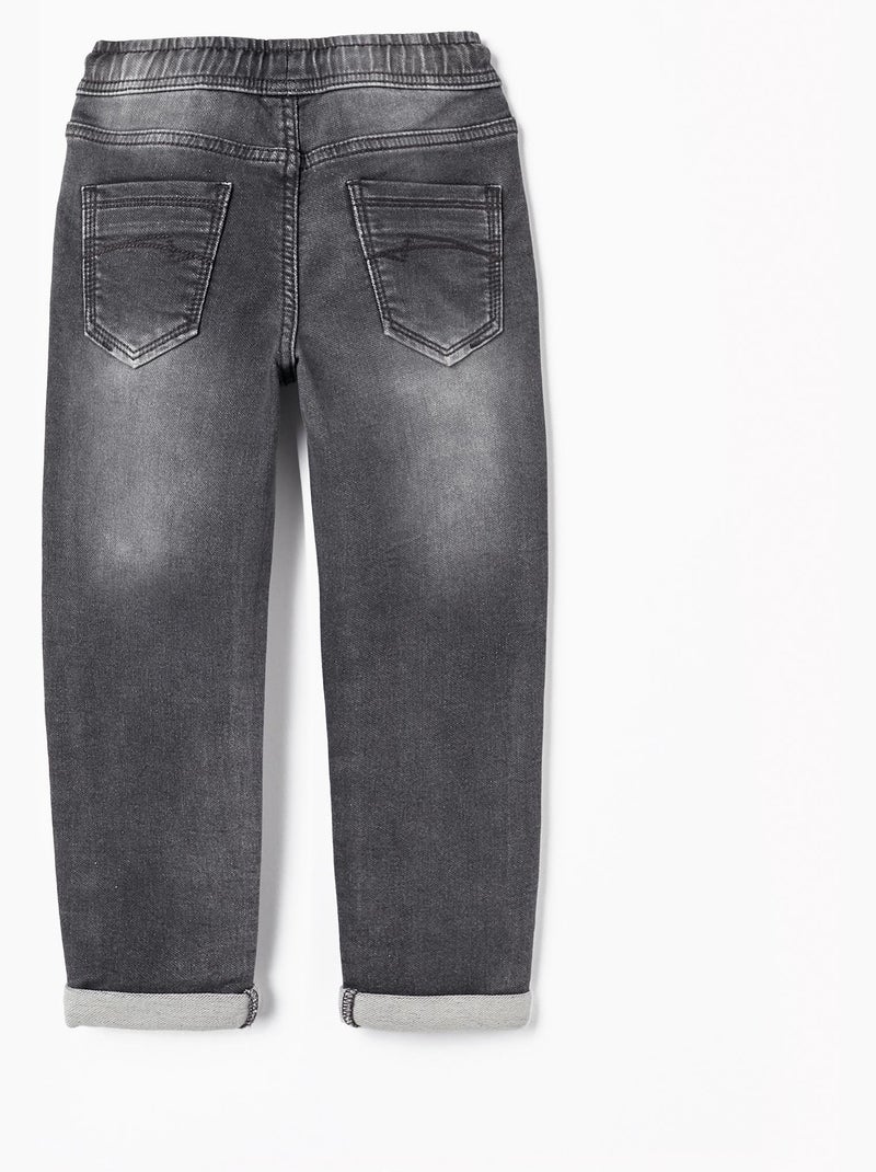 Pantalon de sport slim fit en denim gris foncé pour garçon NO DRAMA IN THE BAHAMAS Gris foncé - Kiabi