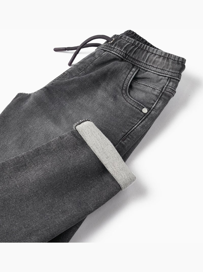 Pantalon de sport slim fit en denim gris foncé pour garçon NO DRAMA IN THE BAHAMAS Gris foncé - Kiabi