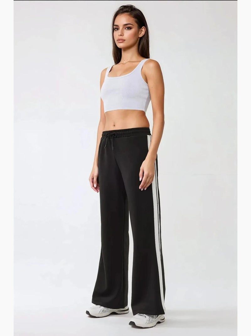 Pantalon de survêtement à rayures à jambes larges hiccup Noir - Kiabi