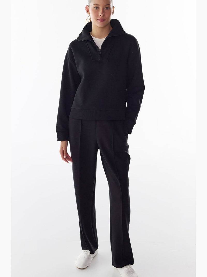 Pantalon de survêtement coupe ballon avec détails de couture, molletonné penti Noir - Kiabi