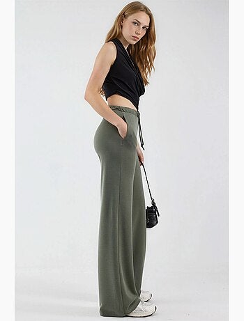 Pantalon de survêtement coupe décontractée jambes larges avec cordon de serrage à la taille busem