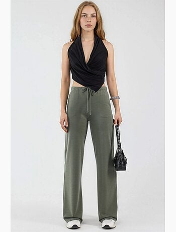 Pantalon de survêtement coupe décontractée jambes larges avec cordon de serrage à la taille busem