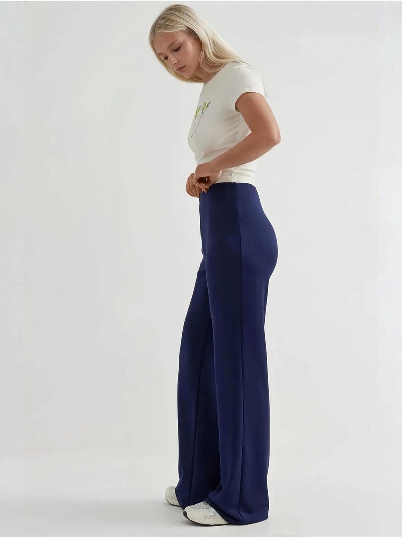 Pantalon de survêtement coupe droite en modal, coupe décontractée Bleu foncé - Kiabi