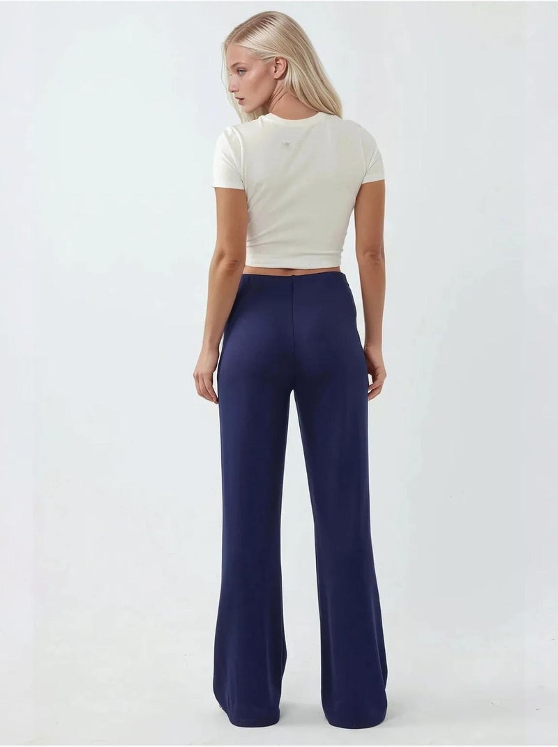 Pantalon de survêtement coupe droite en modal, coupe décontractée Bleu foncé - Kiabi