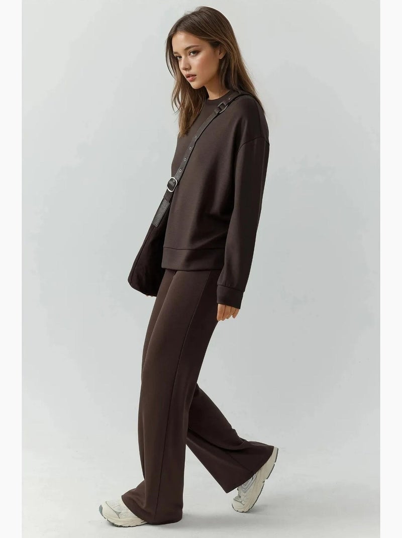Pantalon de survêtement coupe droite en modal, coupe décontractée hiccup Marron foncé - Kiabi