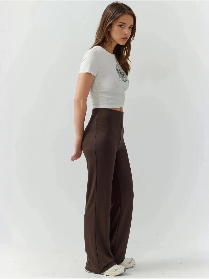Pantalon de survêtement coupe droite en modal, coupe décontractée hiccup Marron foncé - Kiabi