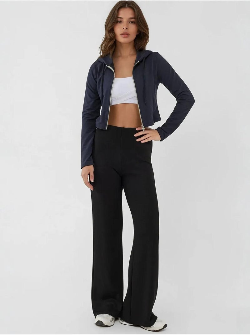 Pantalon de survêtement coupe droite en modal, coupe décontractée Noir - Kiabi