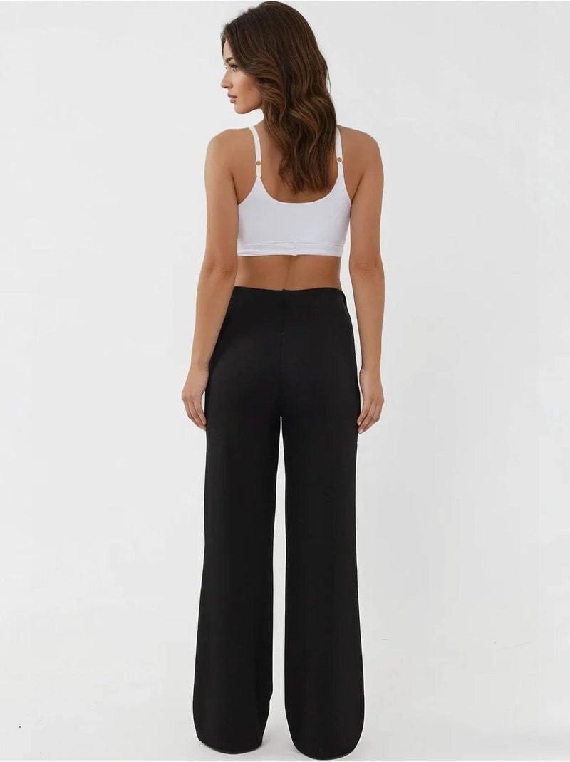 Pantalon de survêtement coupe droite en modal, coupe décontractée Noir - Kiabi