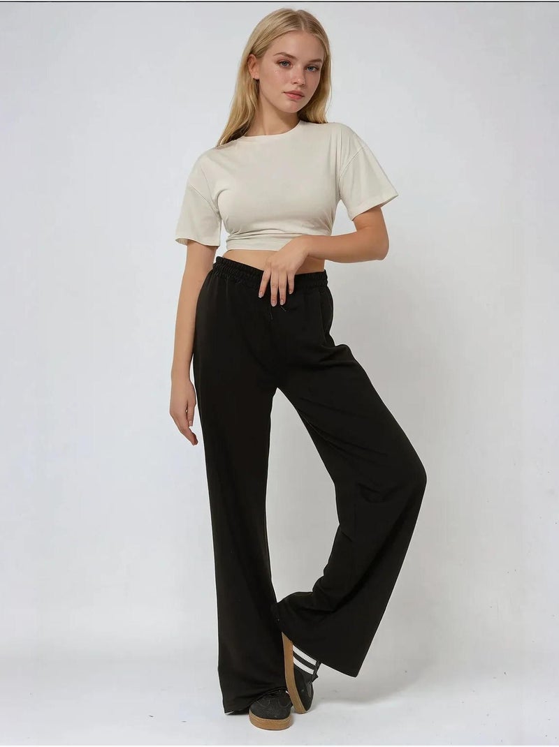 Pantalon de survêtement élastique à jambes larges hiccup Noir - Kiabi