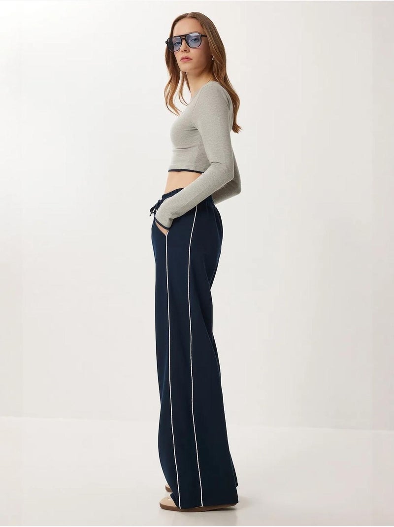 Pantalon de survêtement en maille de coton coupe classique istanbul Bleu marine - Kiabi