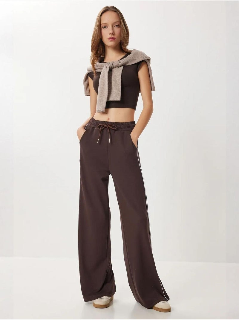 Pantalon de survêtement en maille de coton coupe classique istanbul Marron chocolat - Kiabi