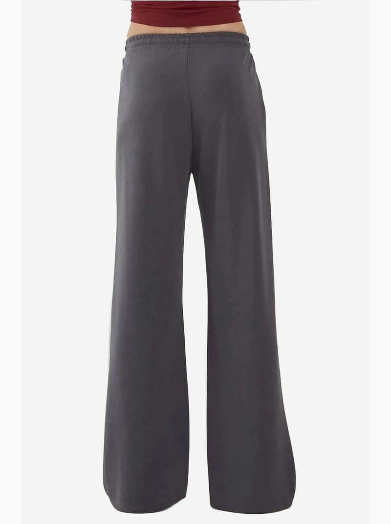 Pantalon de survêtement large en modal doux au toucher hiccup Gris Noir - Kiabi