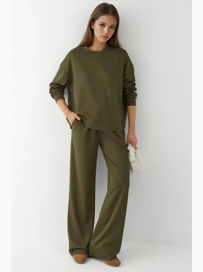 Pantalon de survêtement large en modal doux au toucher hiccup Kaki - Kiabi