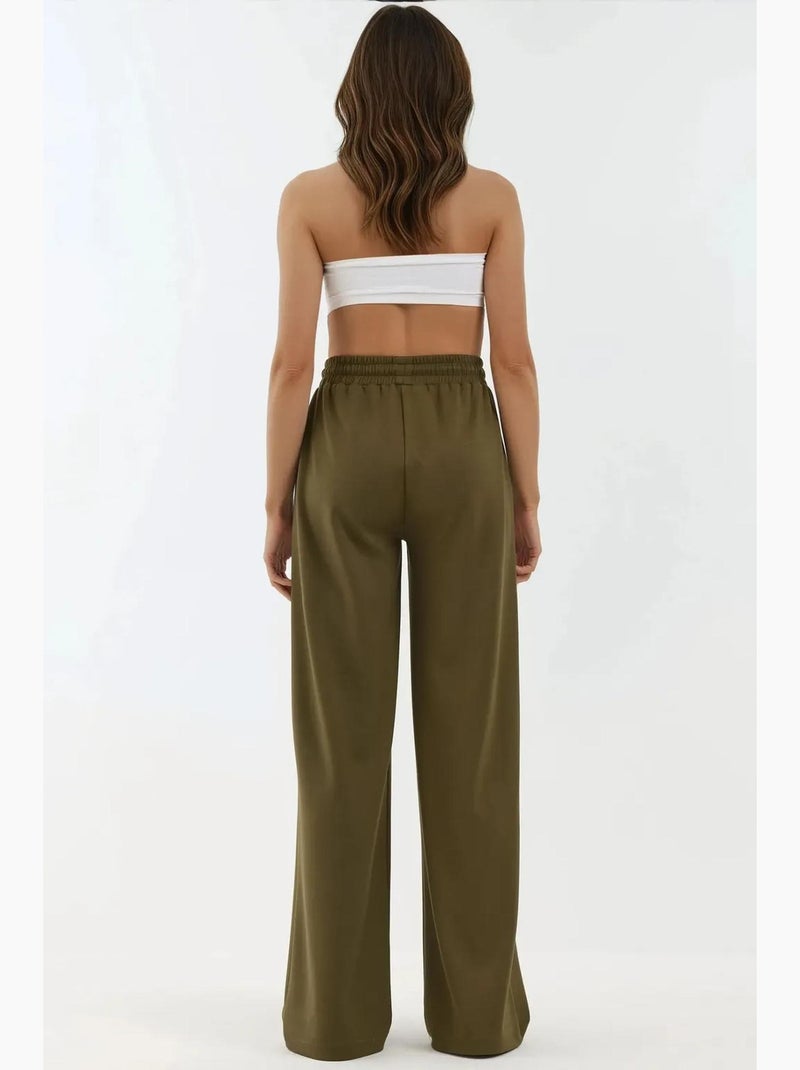 Pantalon de survêtement large en modal doux au toucher hiccup Kaki - Kiabi