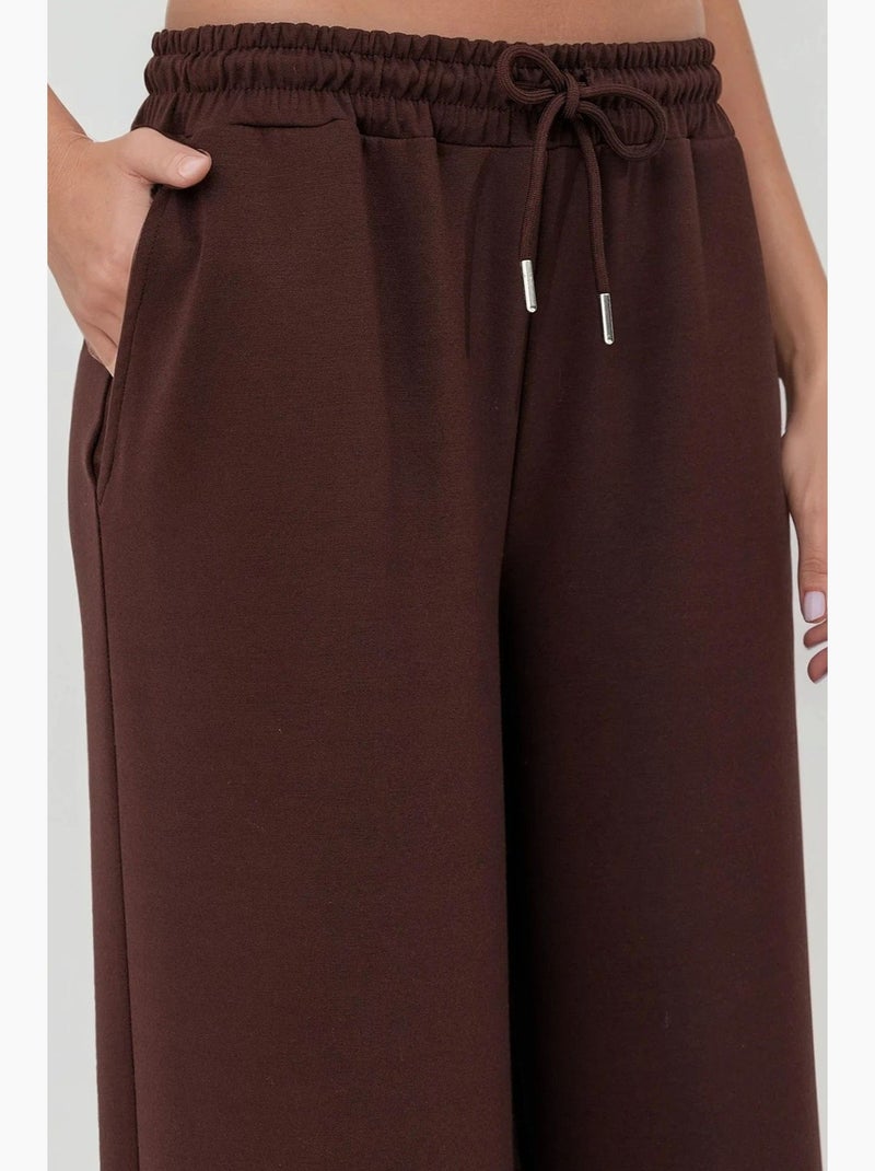 Pantalon de survêtement large en modal doux au toucher hiccup Marron chocolat - Kiabi