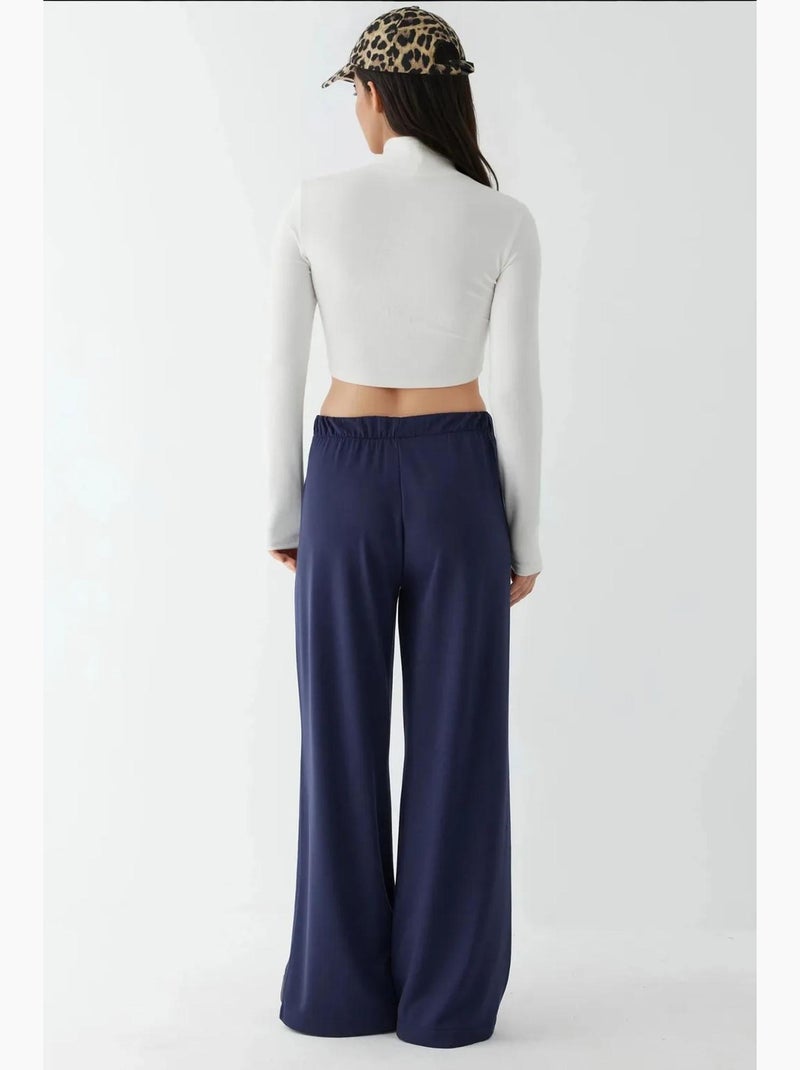 Pantalon de survêtement large et doux au toucher hiccup Bleu marine - Kiabi