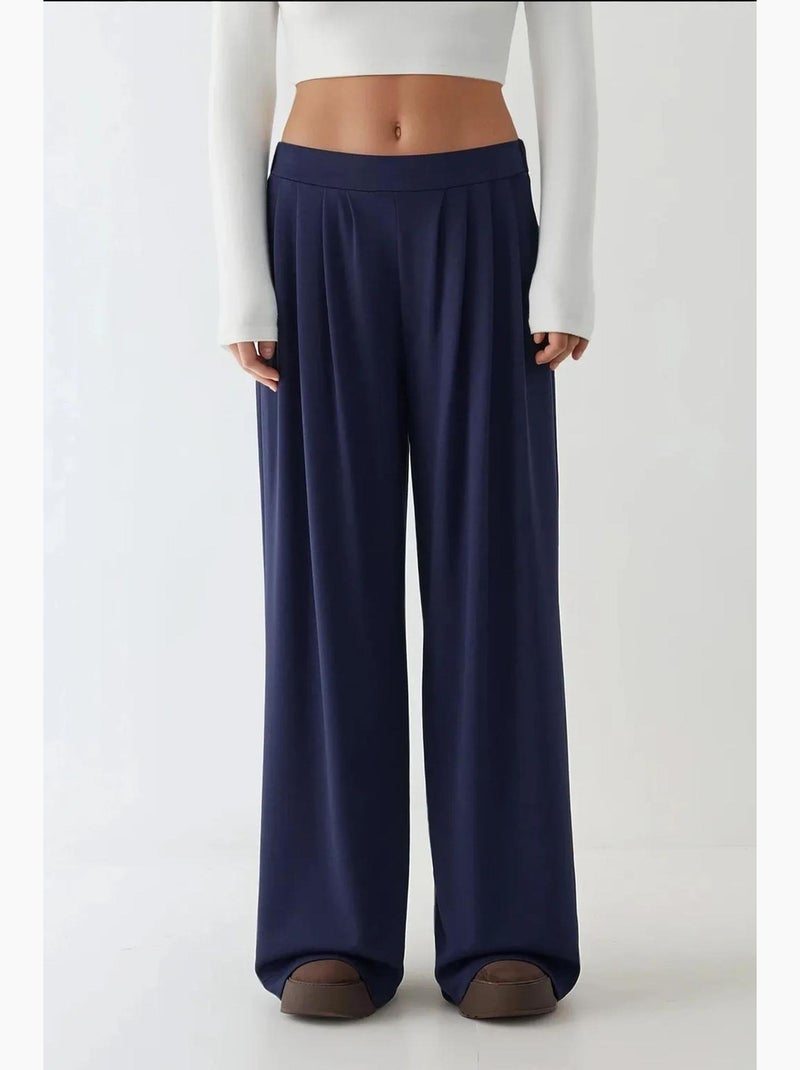 Pantalon de survêtement large et doux au toucher hiccup Bleu marine - Kiabi