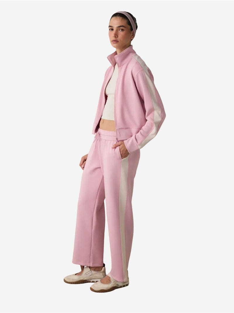Pantalon de survêtement silky feel à taille normale et empiècements penti Vieux rose - Kiabi